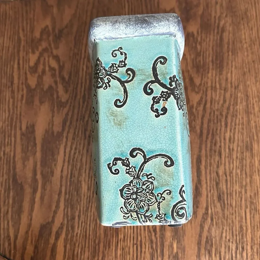 Vase Orchard flower Distressed Turquoise Planter Farmhouse Home Garden Decor